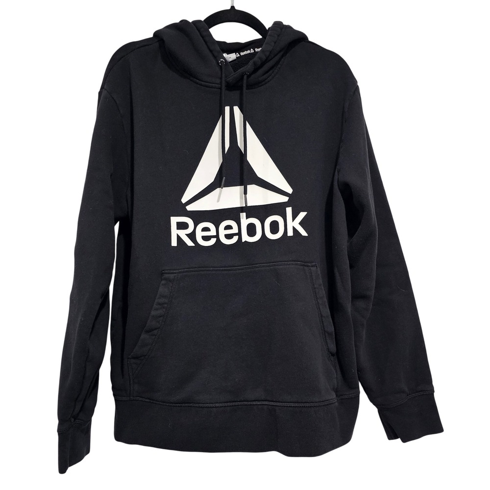 Reebok Mens Classic Logo Hoodie Black Long Sleeve Pullover Athletic Size L - Picture 2 of 6